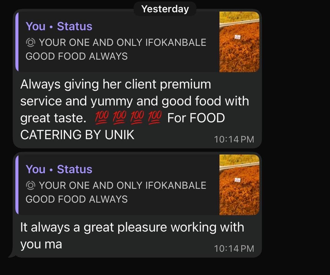 Client testimonial for FoodCatering by Unik